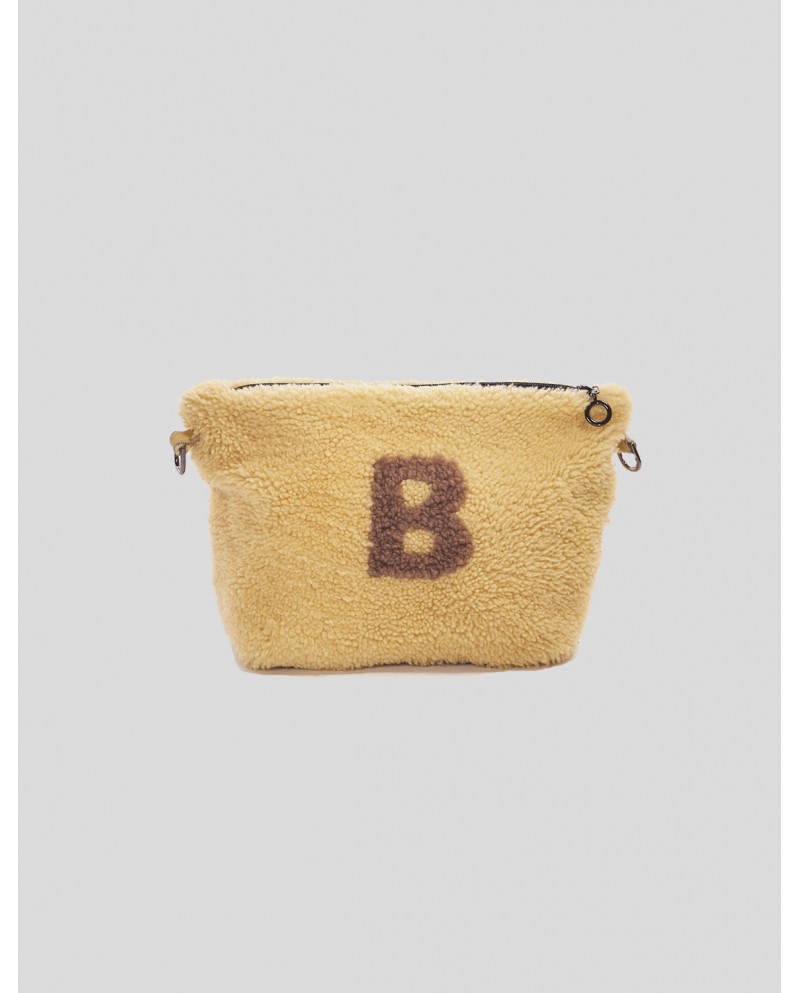 "B" Yellow Shearling bag