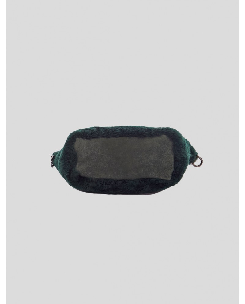 "I" Dark Green Shearling bag