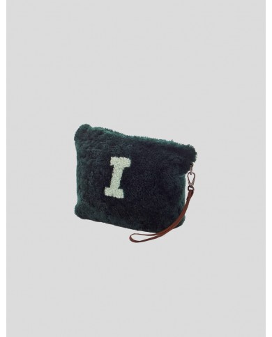 "I" Dark Green Shearling bag