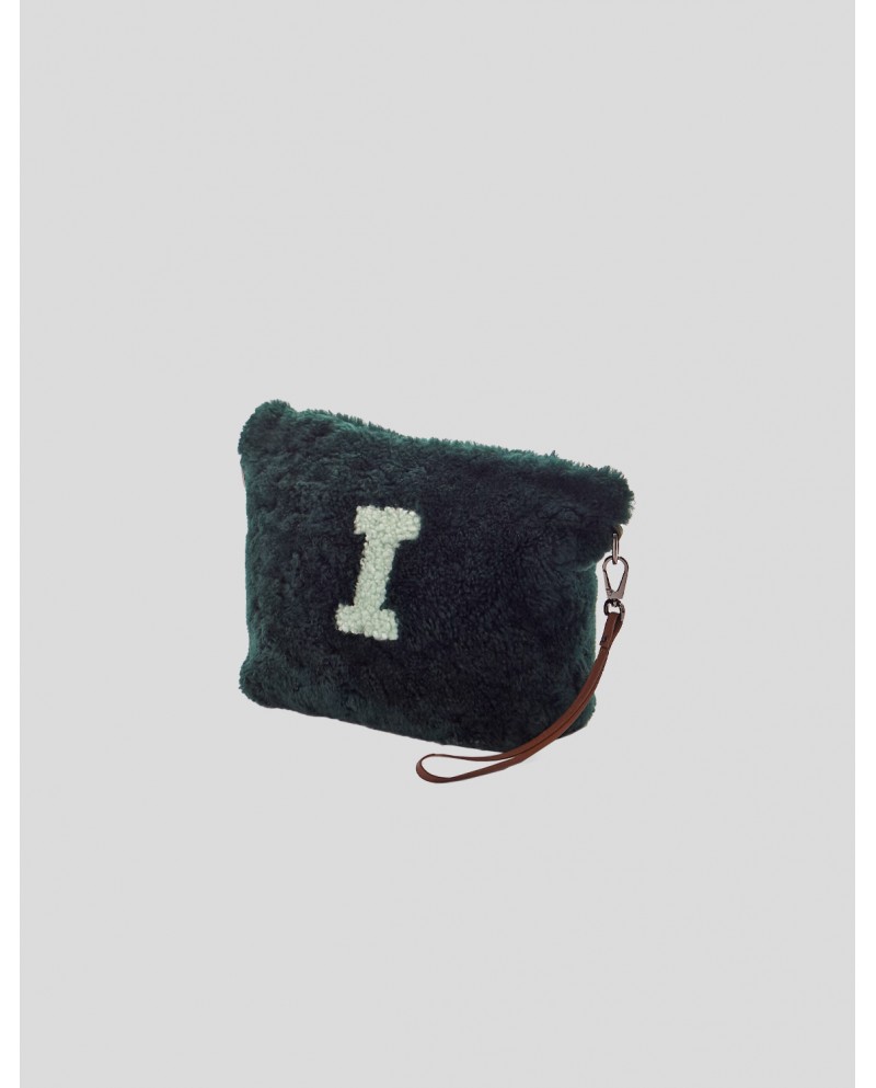 "I" Dark Green Shearling bag