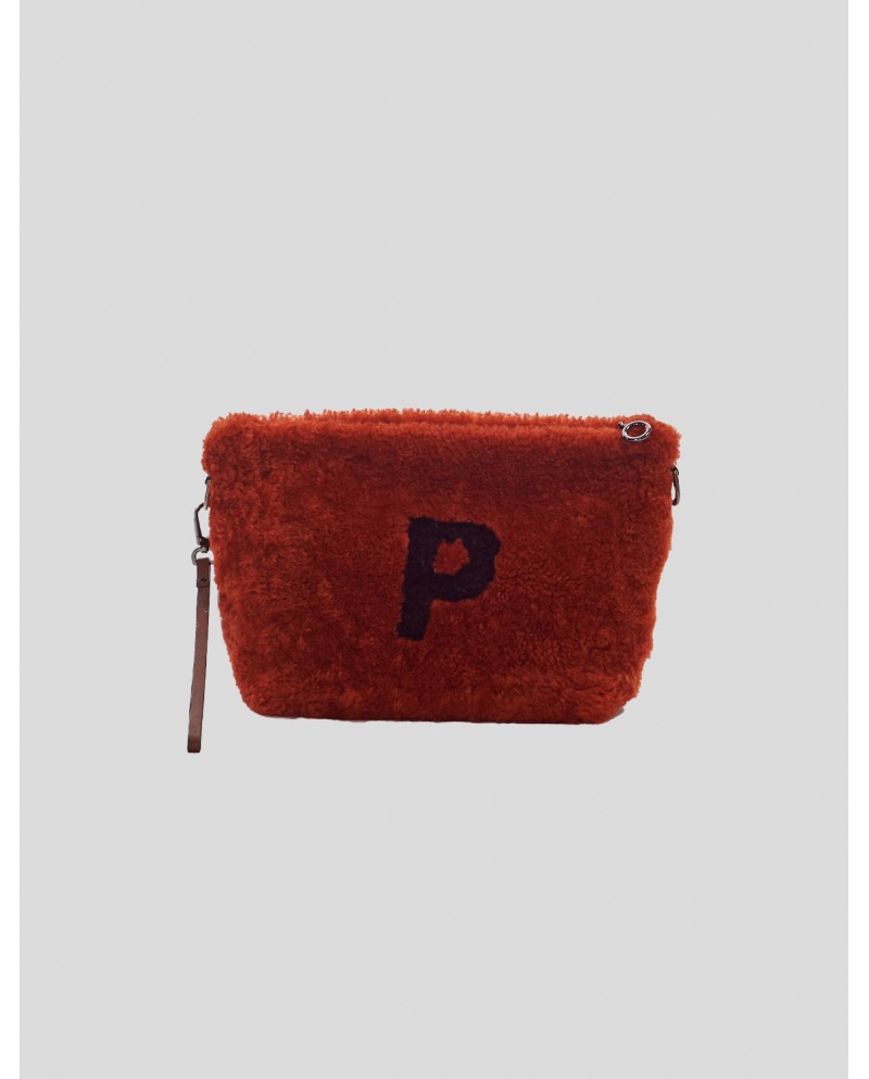 "P" Red Shearling bag