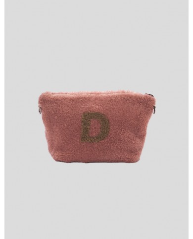 Borsa in montone rosa con iniziale D