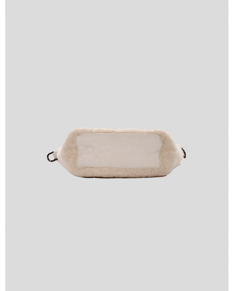 "Stop" shearling bag