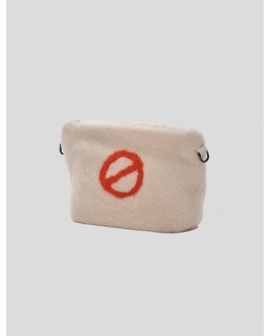 "Stop" shearling bag