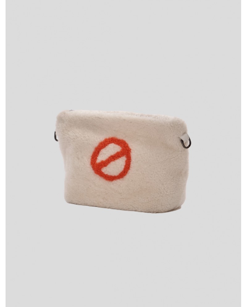 "Stop" shearling bag