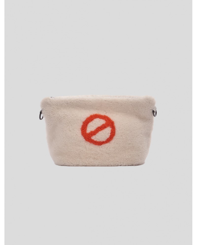 "Stop" shearling bag