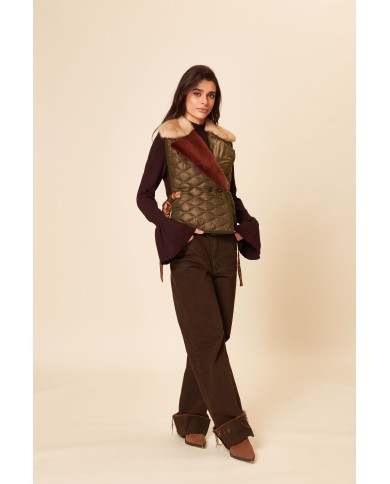 BUN 91 | Gilet trapuntato con rever in visone