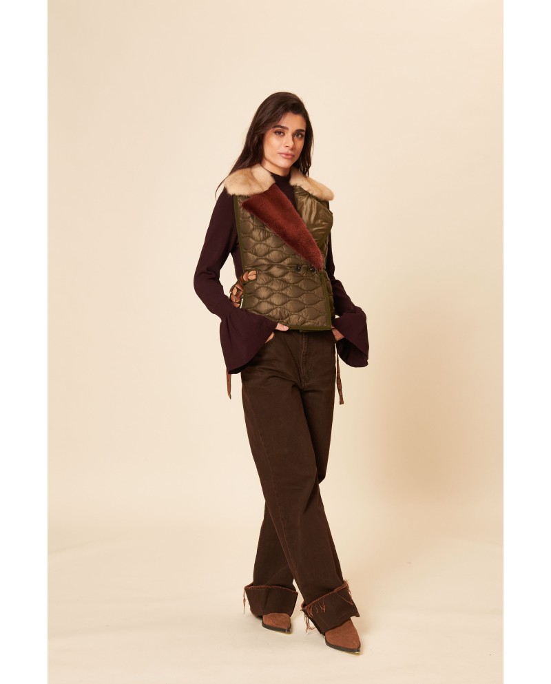 BUN 91 | Gilet trapuntato con rever in visone