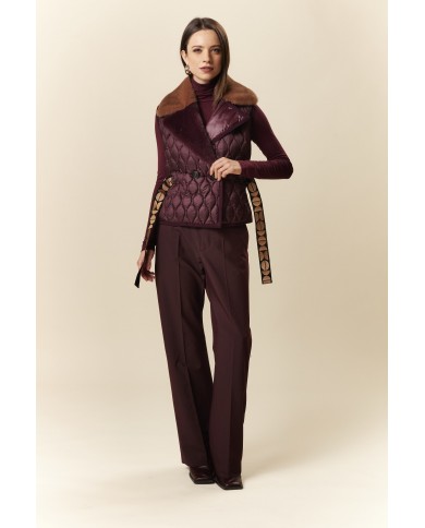 BUN 91 | Gilet trapuntato con collo in visone