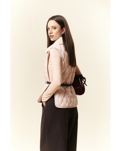 BUN 96| Gilet trapuntato con colletto in pelliccia