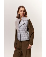 BUN 91 | Gilet trapuntato con collo in visone