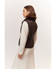 BUN 96| Gilet trapuntato con colletto in pelliccia di visone