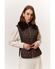 BUN 96| Gilet trapuntato con colletto in pelliccia di visone