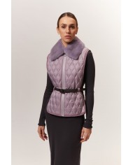 BUN 96| Gilet trapuntato con colletto in pelliccia di visone