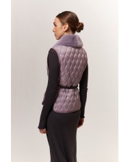 BUN 96| Gilet trapuntato con colletto in pelliccia di visone