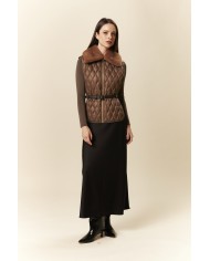 BUN 96| Gilet trapuntato con colletto in pelliccia