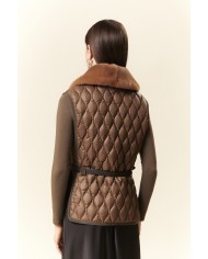 BUN 96| Gilet trapuntato con colletto in pelliccia