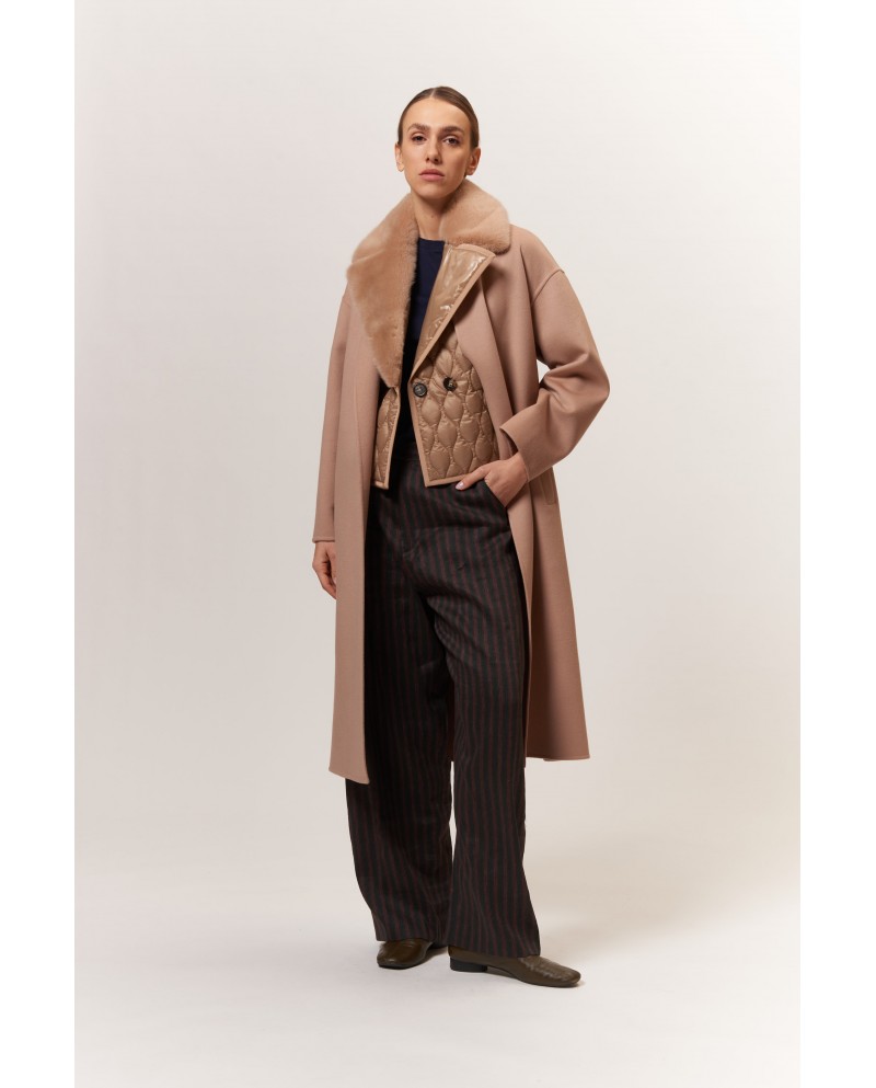 BUN 91 | Gilet trapuntato con collo in visone